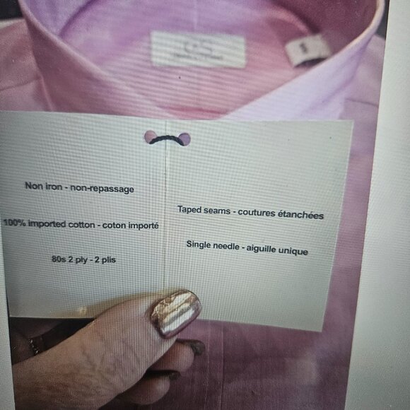 SIZE M COOPER & STEWART (NEW) Pink Short Sleeve Men's Dress Shirt Lot #536 - Picture 4 of 4